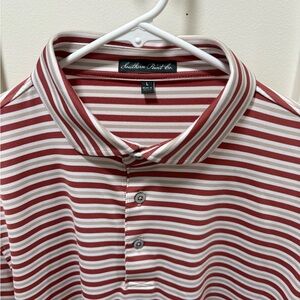 Southern Point Co. Red and White Striped Polo Shirt